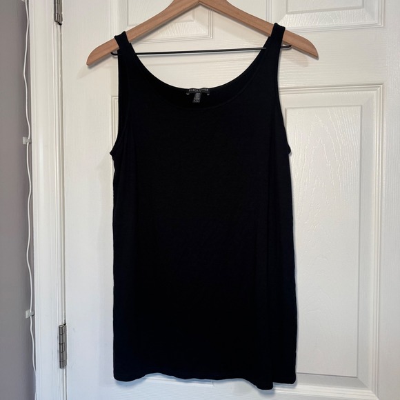 Eileen Fisher Tops - Eileen Fisher Petite Black Viscose Spandex Scoop Neck Tank Top Petite Large